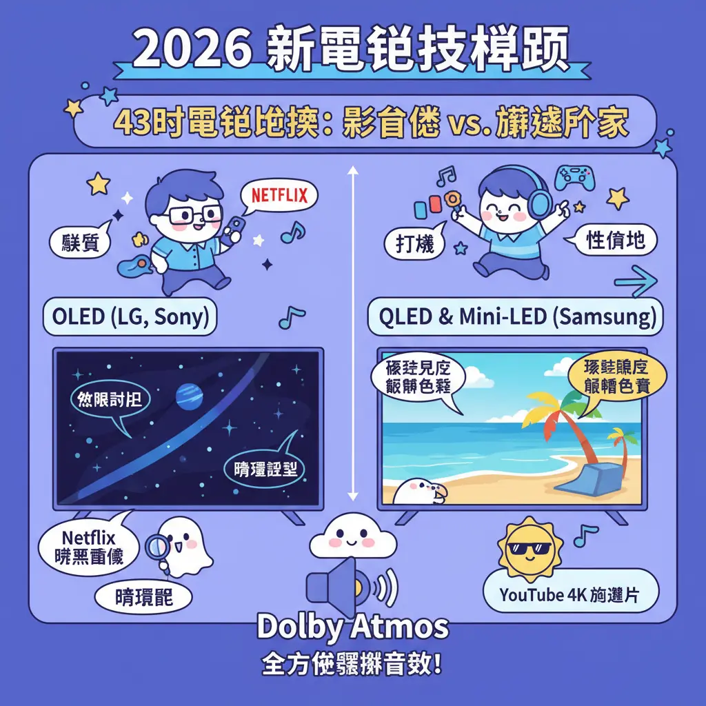 43吋電視比較 - Dolby Atmos